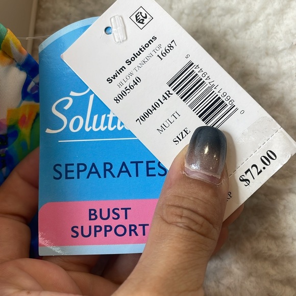 NWT Swim Solutions Womens Colorful Floral Hi Low Ruffled Tankini Top SIZE 10 - Picture 3 of 6